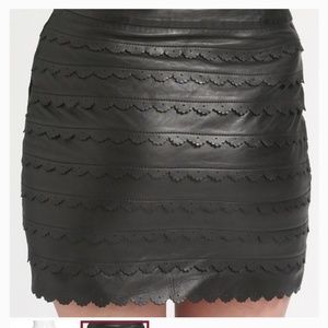 Leifsdottir Ruffled Scalloped Leather Skirt Size10